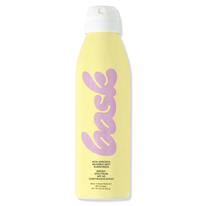 Bask SPF 50 Sunscreen Spray - Non-Aerosol, Broad Spectrum UVA/UVB Protection, Dermatologist Recommended, Moisturizing, Lightweight & Non-Greasy, 5.5 oz