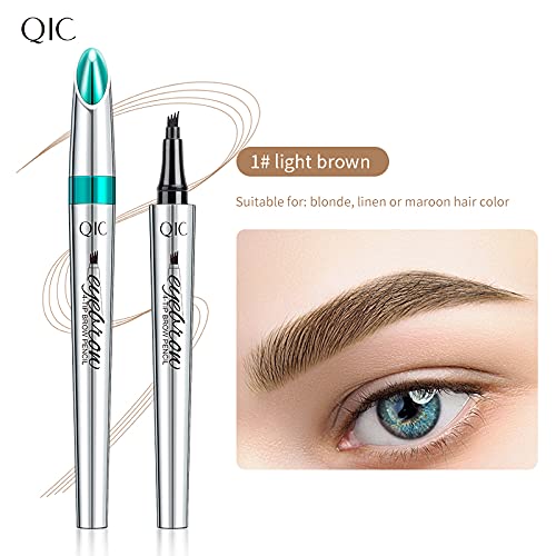 Pencil Eyebrow Microblading Pen - Eye Makeup Eyebrow Pen Micro 4 Point Brow Lift & Snatch Long-Lasting Waterproof Natural Eyebrow Hair (01 Light Brown)