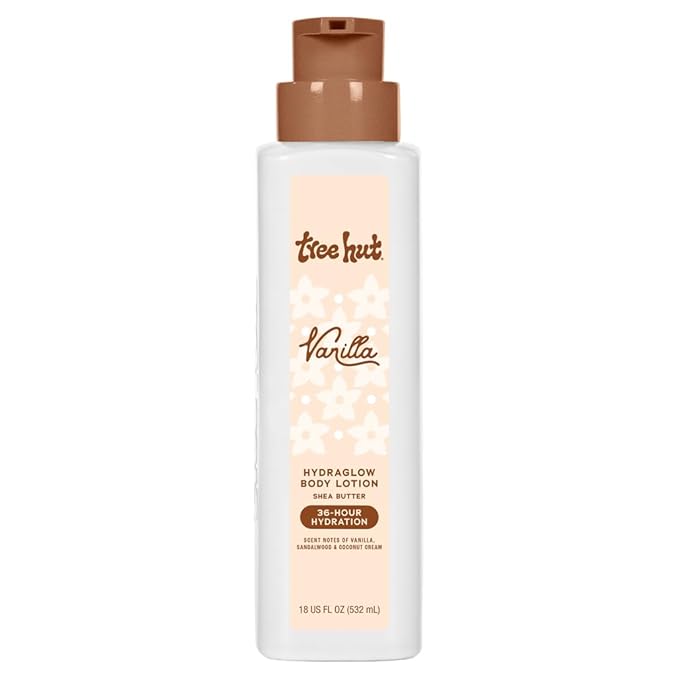 Tree Hut Hydraglow Body Lotion Vanilla, Hydrating & Nourishing Daily Body Moisturizer for Smooth, Soft Skin & Cozy Fragrance, Long-Lasting Hydration, 18 fl oz