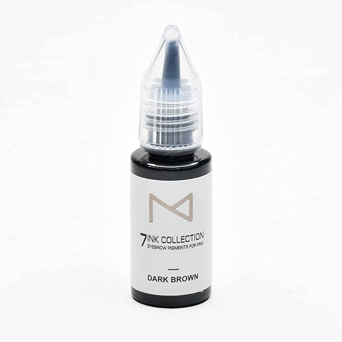 M - 7Ink Seven Colors Liquid Pigment Ink for Eyebrow Tattoo - Permanent Makeup Microblading Supplies Kit - Machine Use - Microshading - No Mixing Professionals Only -10ml (Single, Dark Brown)