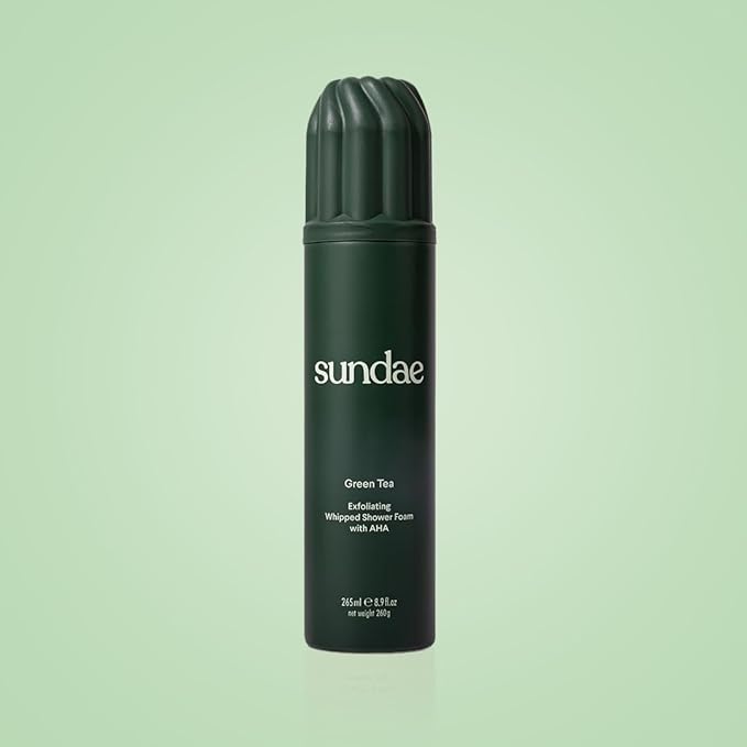sundae Exfoliating Whipped Shower Foam Green Tea Foaming Body Wash with Glycolic Acid AHA for All Skin Types 8.9 fl oz, 265ml