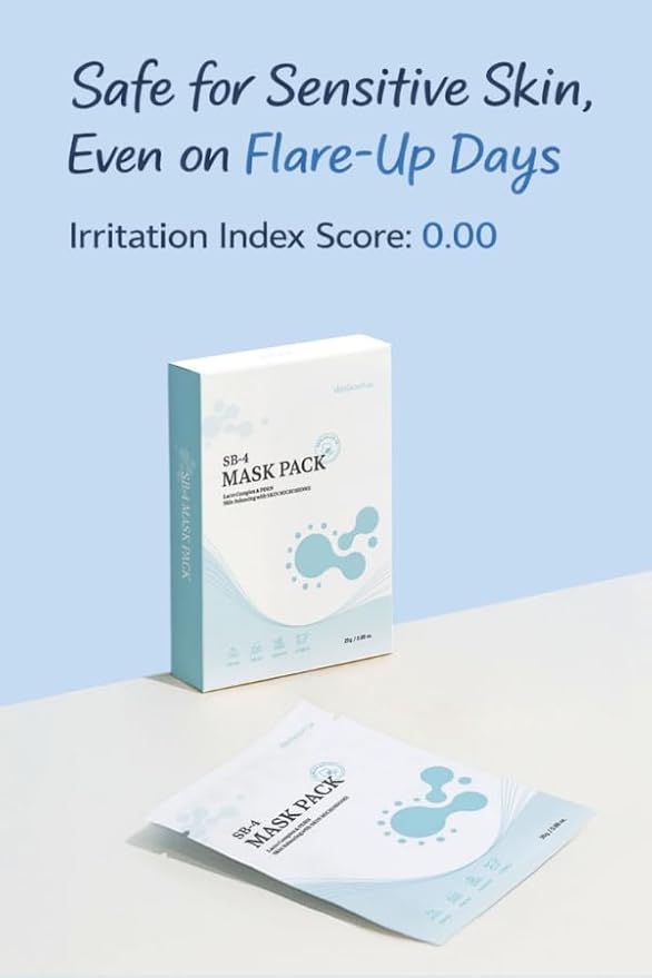 SB-4 PDRN Revitalizing Sheet Mask (5 Sheets) – Unbleached Pure Cotton Mask for Barrier Repair, Long-Lasting Hydration, Acne & Redness Relief, and a Plump, Calm, Balanced Complexion