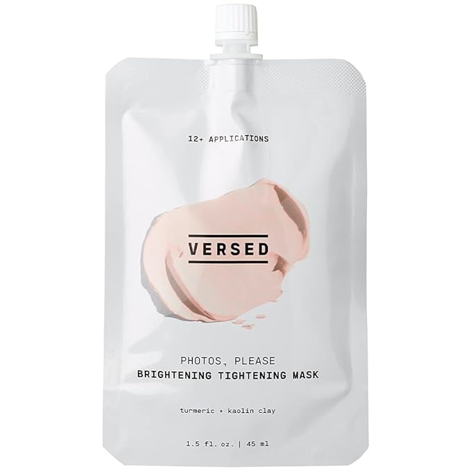 Versed Photos, Please - Tightening, Brightening Face Mask with Turmeric and Kaolin Clay - Pore-Tightening, Hydrating Facial Mask Exfoliates, Removes Blackheads, Evens Skin Tone (1.5 fl oz)
