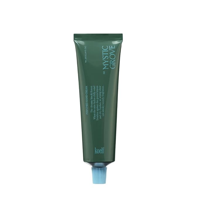 Koelf Perfumed Hand Cream No.2 Mystic Grove 50ml (1.69 fl. oz.) - Hand Moisturizer for Dry Skin with Urea, Lactobacillus Complex, Centella Asiatica, Hinoki Scented Soothing Hand Cream