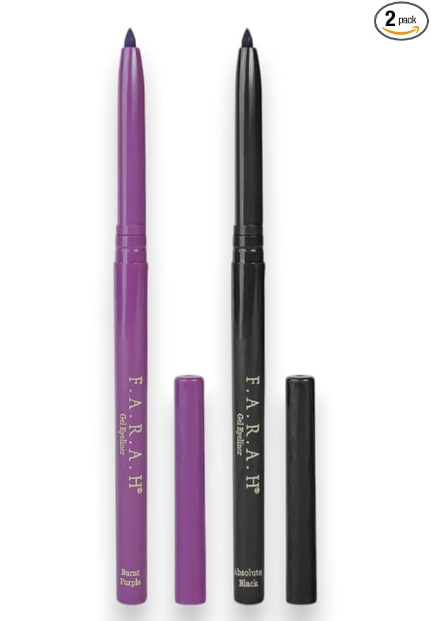 F.A.R.A.H Gel Eyeliner Duo - Bold & Long-Lasting Eyeliner Pencils - Burnt Purple and Absolute Black