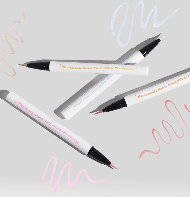 Merrymonde Better Twim Glitter Pen Eyeliner – Long-Lasting, High-Pigment, Vibrant Colors Eyeliner for Sparkling Eye Makeup (01 Pink)