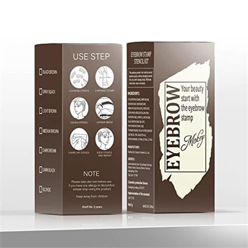 Eyebrow Stamp and Eyebrow Stencil Kit, Eye Brow Stencil Kit for Beginners 24 Reusable and Washable Eyebrow Shaping Kit, Brow Stencil and Stamp Kit Smudge-Proof & Long-Lasting (Medium Brown)