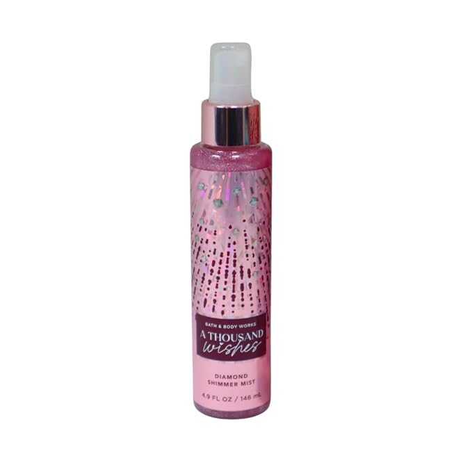 Bath & Body Works A Thousand Wishes Fine Fragrance Body Mist 8 oz & A Thousand Wishes Fine Fragrance Shimmer Body Mist 4.9 oz Gift Set packaging with a Red bow