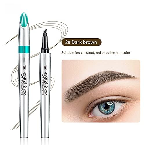 Eyebrow Pencil - Eyebrow Microblading Pen, 4 Point Brow Pen, Long-Lasting Waterproof, Dark Brown