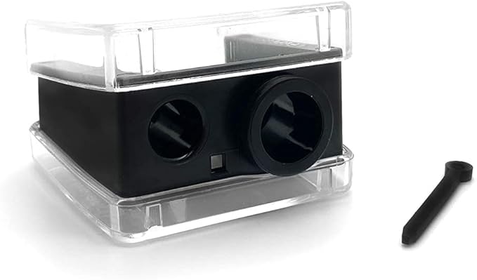 Palladio Double Barrel 3 in 1 Cosmetic Pencil Sharpener with Cover, Stainless Steel Blade, Size Adjuster, Essential for Small and Extra Large Lip Liner, Eyeliner, Brow Pencils