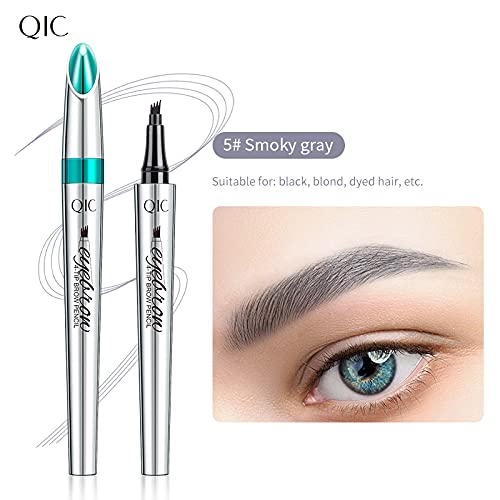 Eyebrow Pencil Eyebrow Microblading - Eye Makeup Eyebrow Micro 4 Point Brow Lift & Snatch Microblading Pen Long-Lasting Waterproof Natural Eyebrow Hair (05 Grey)
