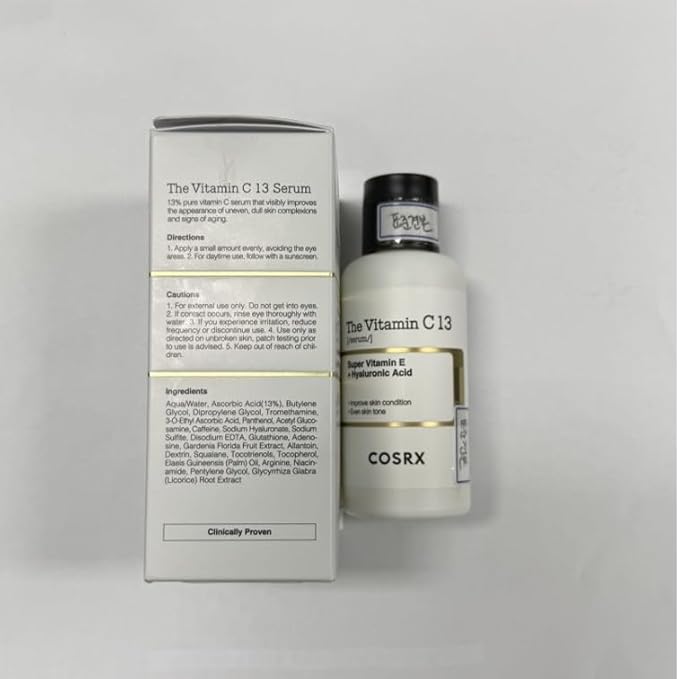 COSRX Pure Vitamin C 13% Serum (Renewal) with Vitamin E & Hyaluronic Acid, Korean Vitamin C Serum, Hydrating Facial Serum for Uneven Skin Tone, Dull Skin, 0.67 oz, Korean Skin Care