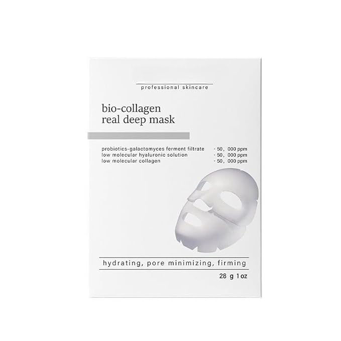 Bio-Collagen Real Deep Mask, Collagen Face Mask Overnight, Deep Hydrating and Firming Facial Mask, Elasticity & Pore Minimizing, Gentle for All Skin Types, 4PCS