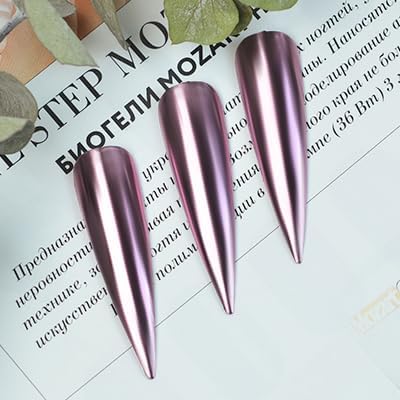 Rose Gold Chrome Nail Art Powder Mirror Effect Metallic Glitter Reflective Pigment Dust Decoration for DIY Manicure Gel Polish Nail Art 1g/Bottle