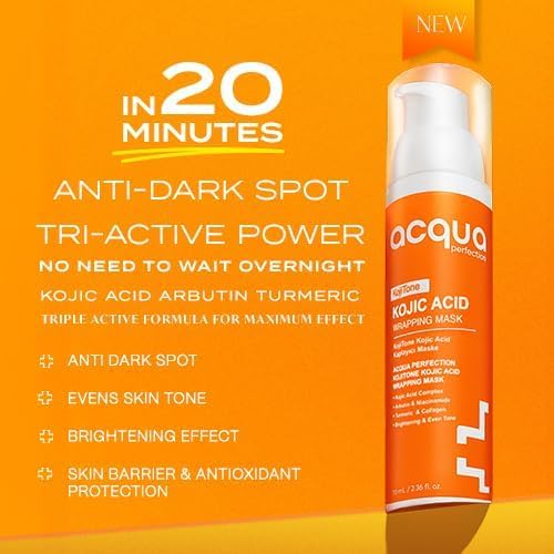 Vegan Kojic Acid & Turmeric Overnight Wrapping Mask – Brightening Peel Off Face Mask for Dark Spots, Glow & Firming | Korean Skin Care Inspired Night Mask for Hyperpigmentation & Dull Skin,