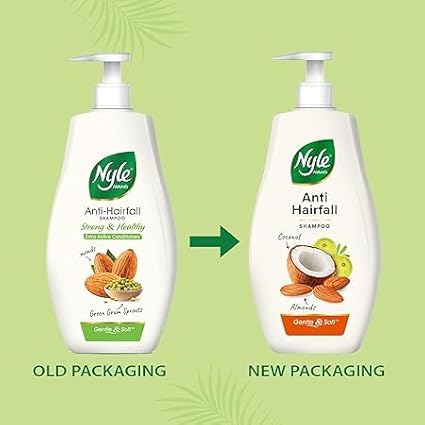 Nyle Naturals Anti-Hairfall Shampoo, With Coconut Milk, Badam and Amla, Gentle & Soft Shampoo, pH Balanced and Paraben Free,For Men and Women, 800ml