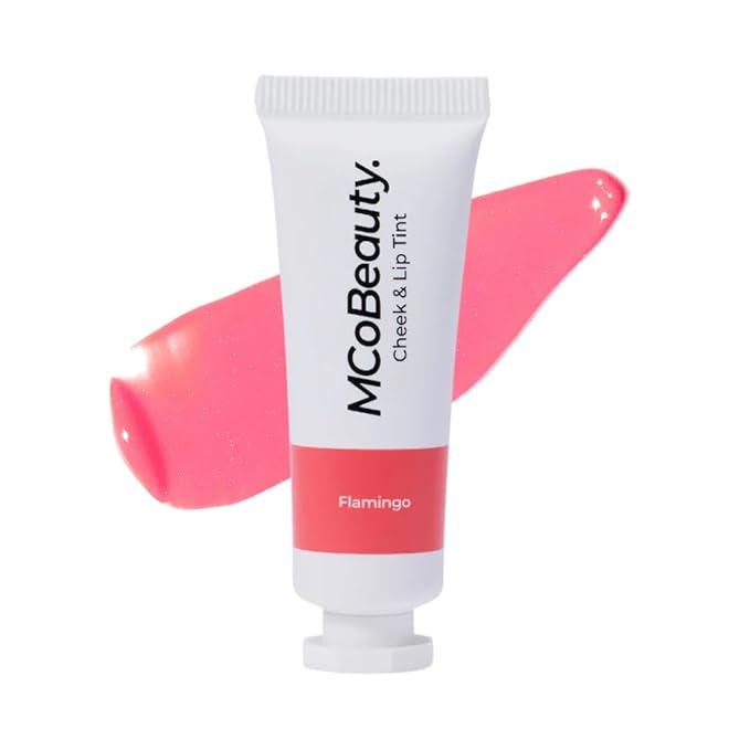 MCoBeauty Cheek and Lip Tint Flamingo - Gel Cream Buildable Color Lip Stain and Blush for Women - Dewy Multi Use Tinted Lip Balm, Liquid Blush Makeup Vegan Cruelty Free - 0.34 oz