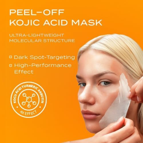 Vegan Kojic Acid & Turmeric Overnight Wrapping Mask – Brightening Peel Off Face Mask for Dark Spots, Glow & Firming | Korean Skin Care Inspired Night Mask for Hyperpigmentation & Dull Skin,