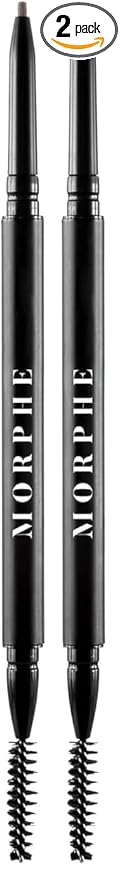 Morphe Micro Dual Eyebrow Pencil - Dual-Ended Brow Pencil Featuring a Retractable, Ultra-Precise, Pointed Tip - Richly Pigmented, Smooth-Gliding, Long-Lasting Wax Formula - Java (0.003 oz) (Pack of 2)
