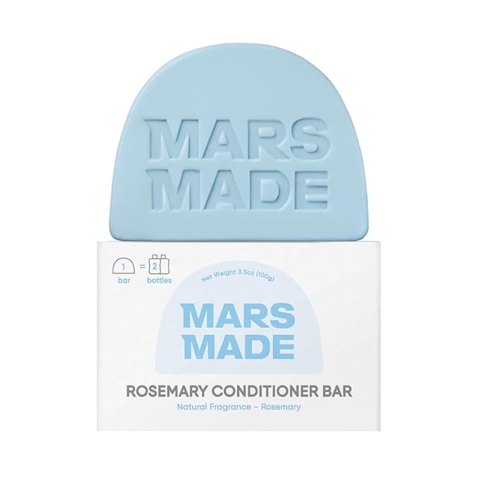 MARS MADE Rosemary Conditioner Bar - Soothing & Stimulating Natural Deep Conditioner for All Hair Types - Hair Growth Moisturizing Cleansing Solid Soap Bar Zero Waste, No Animal Trials 3.5 oz