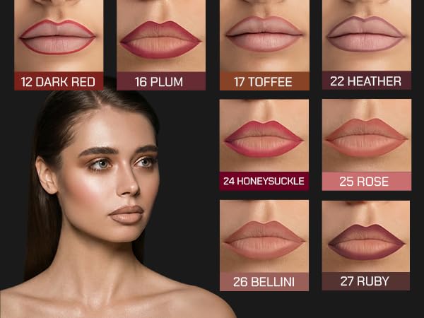 Radiant Professional Waterproof Lip Liner Pencil – Long Lasting, Creamy & Highly Pigmented Lipliner with Vitamin E & Jojoba Oil – Smudge-Proof, Smooth Lip Contour, 1.20 g (27 RUBY)