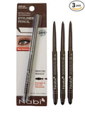 Nabi 3 Pieces Gel Glide Eyeliner Water Proof, Ultra Smooth Up To 24 Hour Wear, Smudge Proof Built In Sharpener & Smudger, Packaging May Vary (VALUE PACK-Dark Brown)