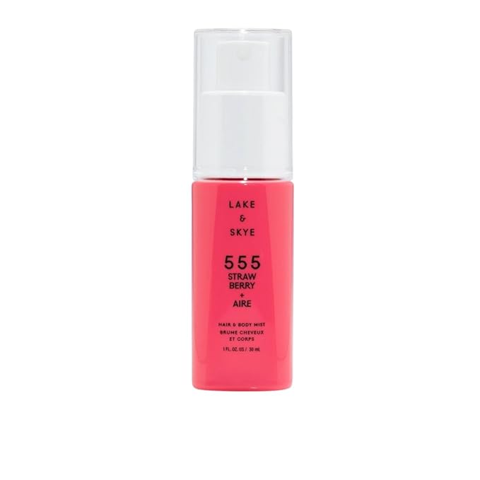 Lake & Skye 555 Strawberry + Aire Hair & Body Mini Mist - Travel Size, Hydrating, Fruity - 1 fl oz