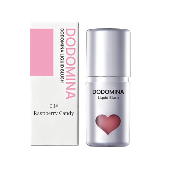 DODOMINA Natural Finish Liquid Blush, Long-Lasting Liquid Cheek Tint, Dewy Finish, Sweatproof, Multipurpose Makeup for All Skin Types (7g/0.25fl oz) (Raspberry Candy)