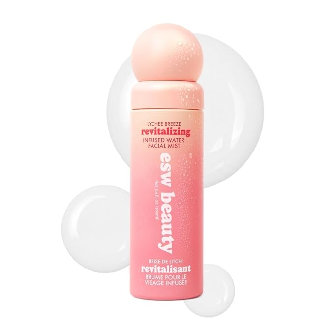ESW Beauty Lychee Breeze Facial Mist - Hydrating Face Mist - Makeup Primer & Setting Spray - Scented Face Toner with Lychee Water, Lime, Green Tea & Caffeine 3.4oz