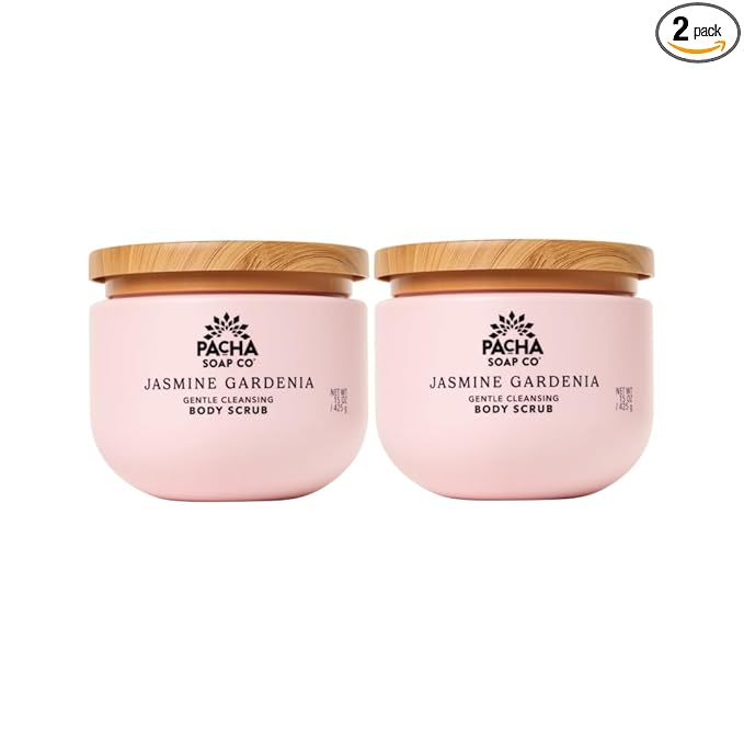 Pacha Soap Co. Whipped Cleansing Scrub, Jamsine Gardenia - Premium, Handcrafted, Exfoliating Soap Scrub with Pumice for Face & Body, Soothing Essential Oils, Clean Ingredients 2-Pack (15 oz Each)