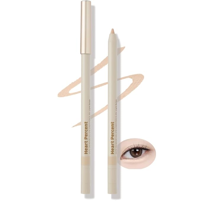 Heart Percent Dote On Mood Gel Eyeliner Pencil – Long-Lasting Waterproof Smudge Proof Smooth Retractable, Aegyo Sal Makeup, Under Eye Highlighter with Built-In Sharpener, #03. Light Beige