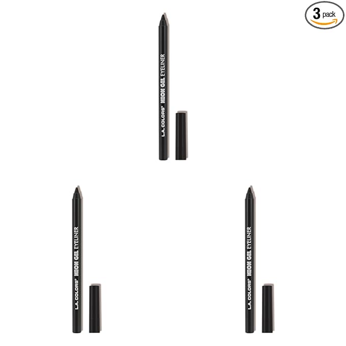 L.A. COLORS Gel Eyeliner, Midnight Black CP630 (Pack of 3)