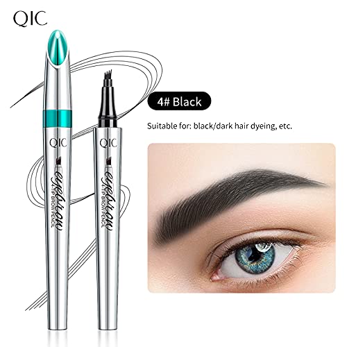 Eyebrow Pencil Eyebrow - Eye Makeup Eyebrow Pen Micro 4 Point Brow Pen Lift & Snatch Long-Lasting Waterproof Natural Eyebrow Hair(04 Black)