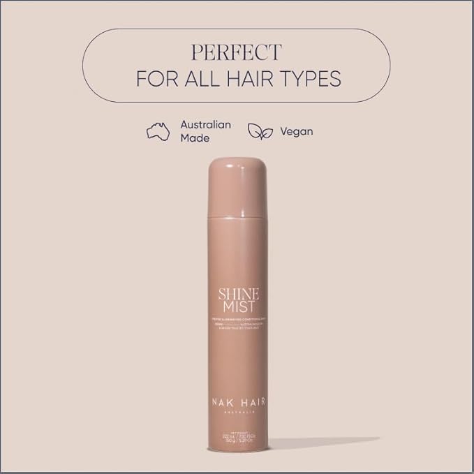 NAK Signature Shine Mist 150ml - Heat Protectant Hair Gloss & Smoothing Spray for All Hair Types with Dimethicone & Tri-Siloxane
