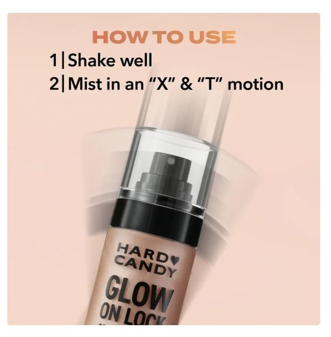 Hard~Candy Glow On Lock Setting Spray, Alcohol-Free, 16 Hour Hold, Luminous Finish ~ 3.4oz/fl ~ Pack of 1