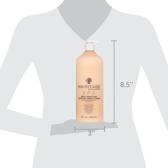 Hairitage S.O.S. Deep Moisture & Restore Deep Conditioner with Safflower Oil for Dry, Thick Hair - Hydrating - for Coily + Curly + Wavy Hair Types - Vegan for Women + Men, 21 fl. oz.