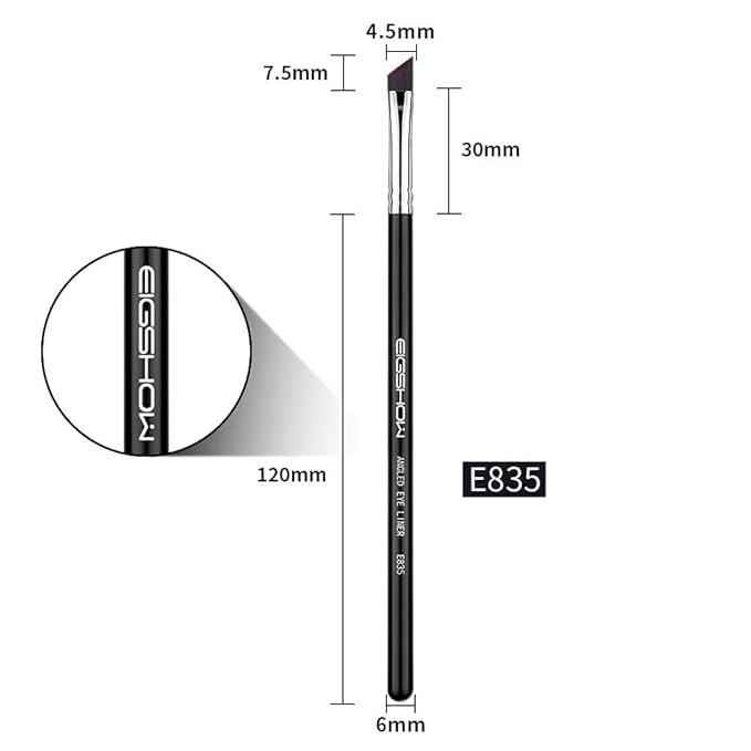 Eyeliner Brush Fine Angled - PRO Precision Gel Eye Liner Makeup Brush -Ultra Thin Slanted Flat Angle - Premium Cruelty Free Synthetic Bristles (E835 2piece)