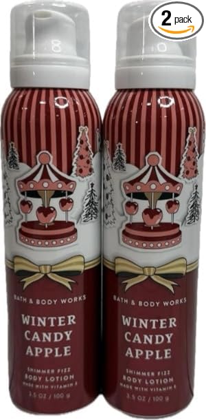 Bath & Body Works Body Winter Candy Apple Fizz Shimmer Lotion 3.5 Ounces Each Pack of 2