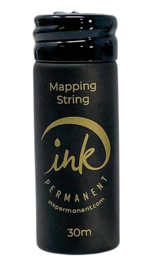 Ink Permanent Brow Mapping String [100 Ft Bottles - 30 m] Pre-Inked String for Permanent Makeup and Microblading Supplies, Brow Mapping Kit, Pre-Inked Thread for Eyebrow Shaping (Black)