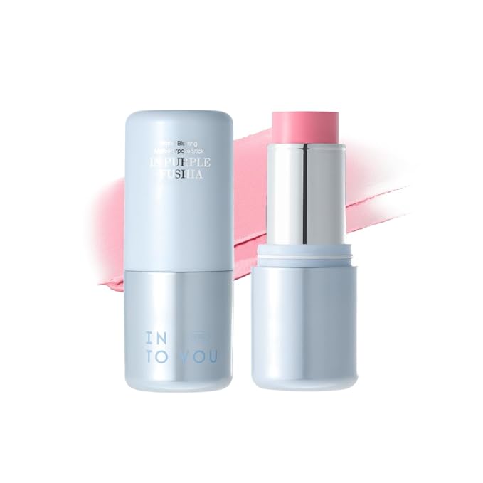 INTO YOU Cream Blush Stick Water Blurring, 5 in 1 Multi-purpose Makeup Balm Stick, Hydrating Blush Tint for Cheeks & Eyes, Lightweight, Long Wearing, Easy to Apply & Blend, BS02