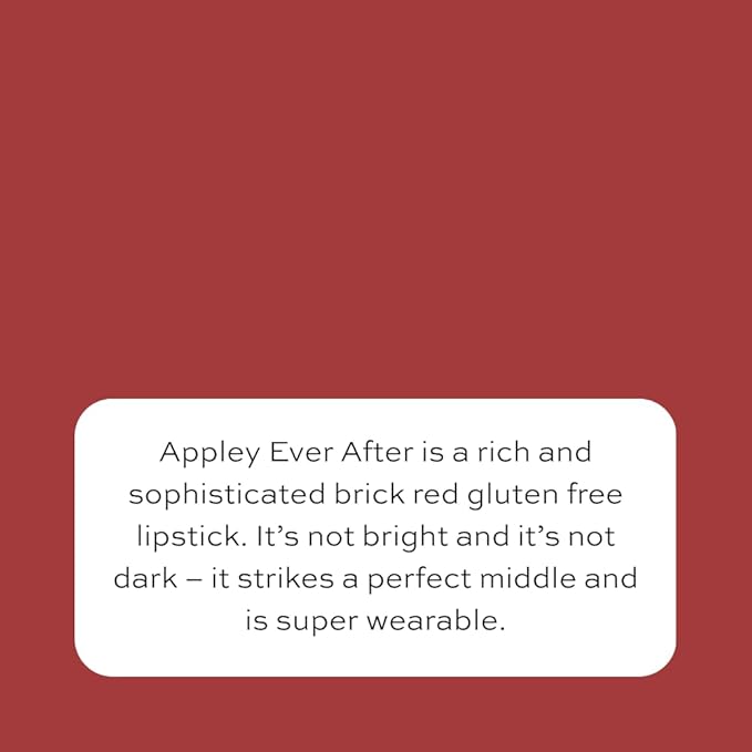 Red Apple Full Body Lipstick for Women - Vegan Gluten Free Organic Lipstick - Creamy Lip Color, Nourishing Lip Makeup w Vitamin E - NEUTRAL BRICK RED SHADE - APPLEY EVER AFTER