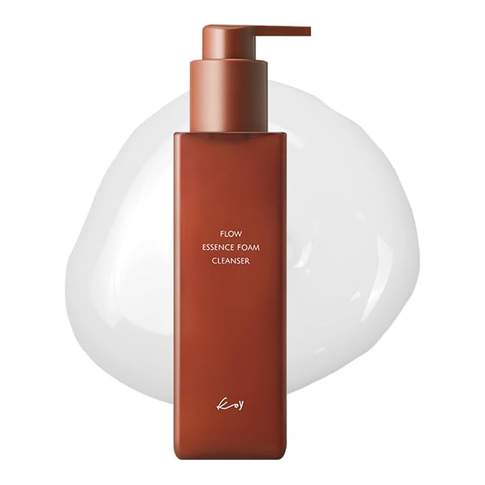 KOY Flow Essence Foam Cleanser, Gentle Facial Exfoliator, Deep Cleansing, Pore Care and Makeup Removal with Cottonseed Extracts, Papain Extract for Moisturizing, 5.07 fl oz