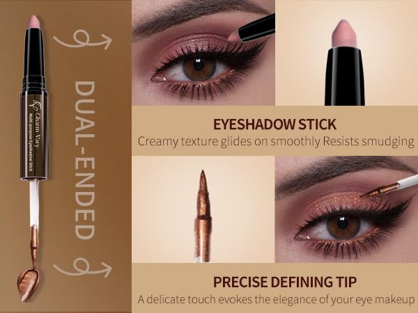 2-in-1 Eye Shadow & Liquid Eyeshadow, Waterproof Cream Eye Makeup Crayon Long Lasting Shimmer Glitter Gold Eye Brightener for Mature Women(01 BROWN)
