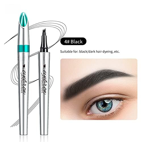Eyebrow Pencil Eyebrow - Eye Makeup Eyebrow Pen Micro 4 Point Brow Pen Lift & Snatch Long-Lasting Waterproof Natural Eyebrow Hair(04 Black)