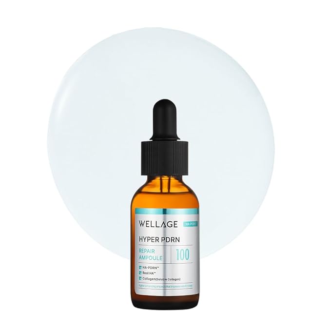 WELLAGE Korean Hyper PDRN Repair Anti-Aging Serum Ampoule - Hyaluronic Acid, Collagen Elasticity Pore Care with Sodium DNA, Beta-Glucan and Panthenol, 1.01 fl.oz