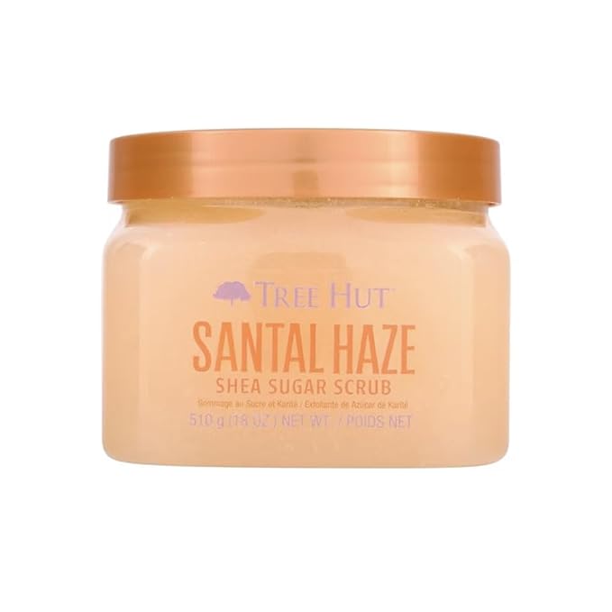 Tree Hut Santal Haze Body Scrub, Exfoliating & Hydrating Sugar Scrub with Shea Butter & Essential Oils, Smooth Skin, Body Exfoliator For All Skin Types, Self Care Gifts for Women, Vegan, 18 Oz