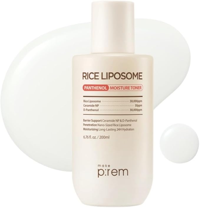Make P:REM Rice Liposome Panthenol Moisture Toner, Lightweight Gentle Daily Skincare, Hydrating Facial Toner with Rice Liposomes, Ceramide NP & Panthenol, Korean Skin Care, 6.76 fl.oz. (200ml)