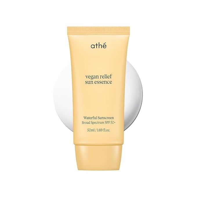 athé Vegan Relief Sun Essence SPF 50+ Broad Spectrum – Ectoin + Glutathione + 8-Vitamin Nourishing UV Essence | Niacinamide & Beta-Glucan | Vegan K-Beauty | 1.69 fl.oz