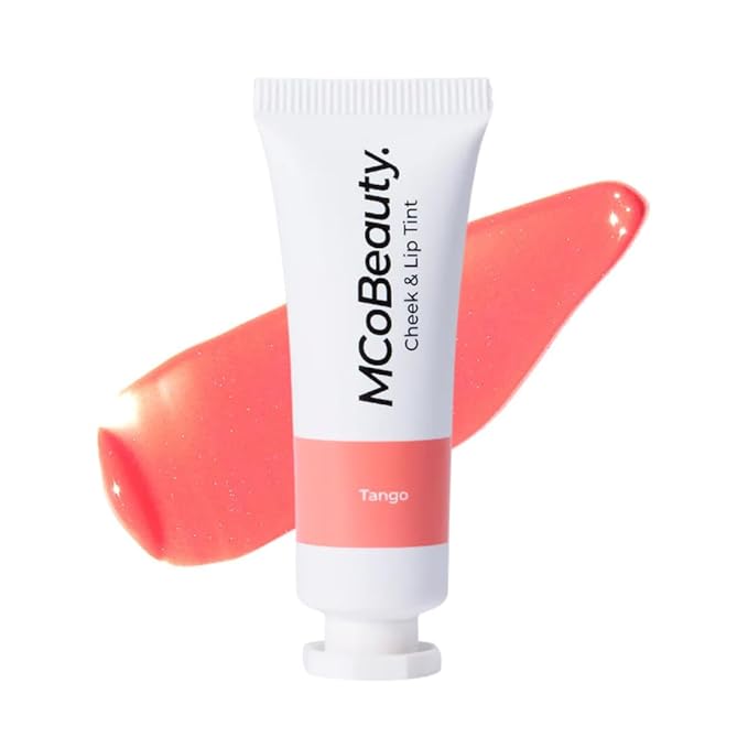 MCoBeauty Cheek and Lip Tint Tango True Orange - Gel Cream Buildable Color Lip Stain and Blush for Women - Dewy Multi Use Tinted Lip Balm, Liquid Blush Makeup Vegan Cruelty Free - 0.34 oz