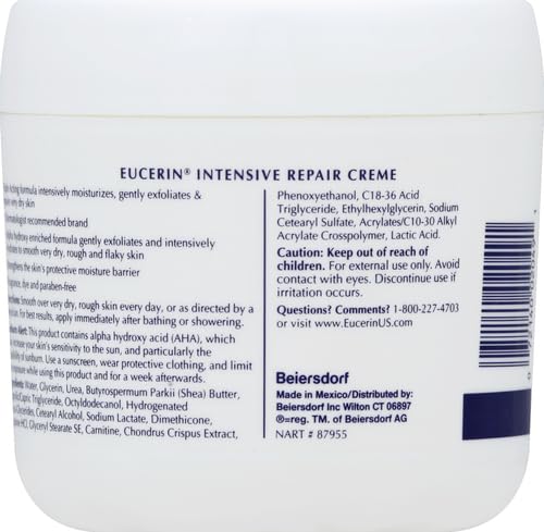 Eucerin Advanced Repair Body Cream for Very Dry Skin, Fragrance Free Daily Body Moisturizer, 16 Oz Jar (Pack of 12)